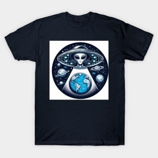 Grey Aliens in a UFO T-Shirt